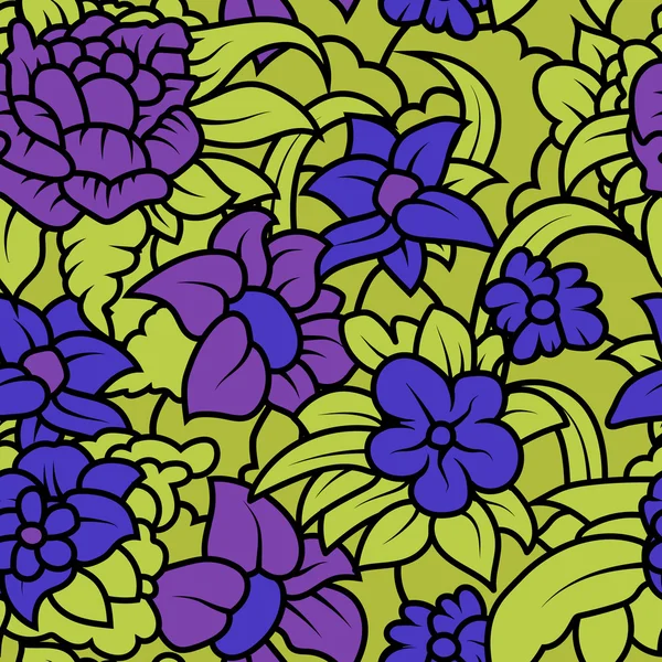Nahtlose florale Textur mit lila blauen Blüten — Stockvektor