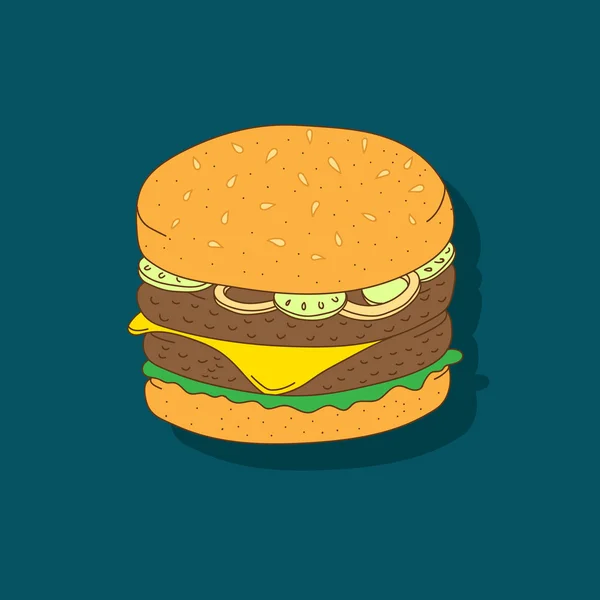 Carino disegnato a mano cartoni animati sandwich — Vettoriale Stock