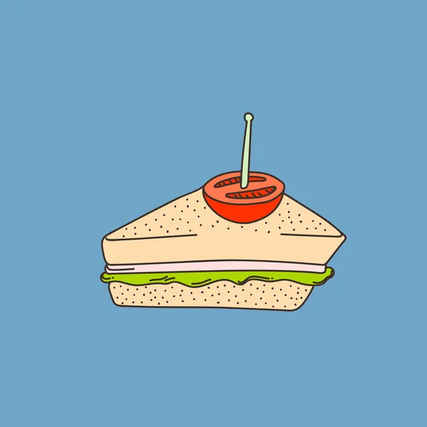 可爱的手绘卡通风格的三明治 — 图库矢量图片