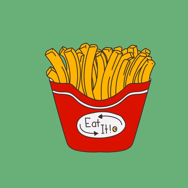 Carino disegnato a mano in stile cartone animato patatine fritte — Vettoriale Stock