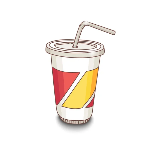 Niedlichen handgezeichneten Cartoon-Stil Tasse mit Getränk. Schatten auf weißem Hintergrund. — Stockvektor