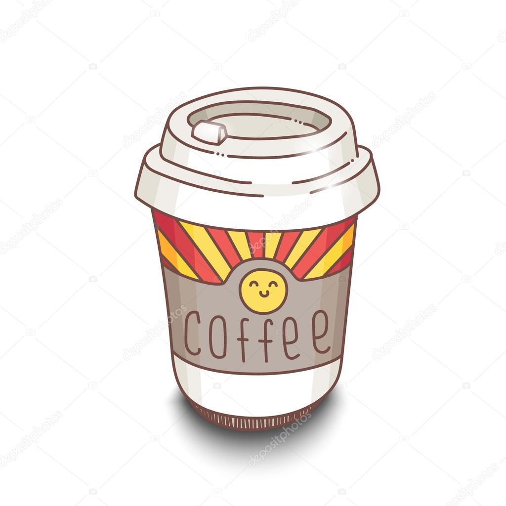 Cute Hand Drawn Cartoon Style Coffee Cup With Shadow On White Background EPS10 Vector By Meinlp Comm Cute Hand Drawn Cartoon Style Coffee Cup With Shadow On White Background EPS10 Vector By Meinlp Comm