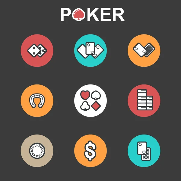Düz casino simgeler vektör kümesi