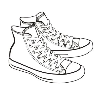 izole karikatür spor ayakkabı lineart vektör