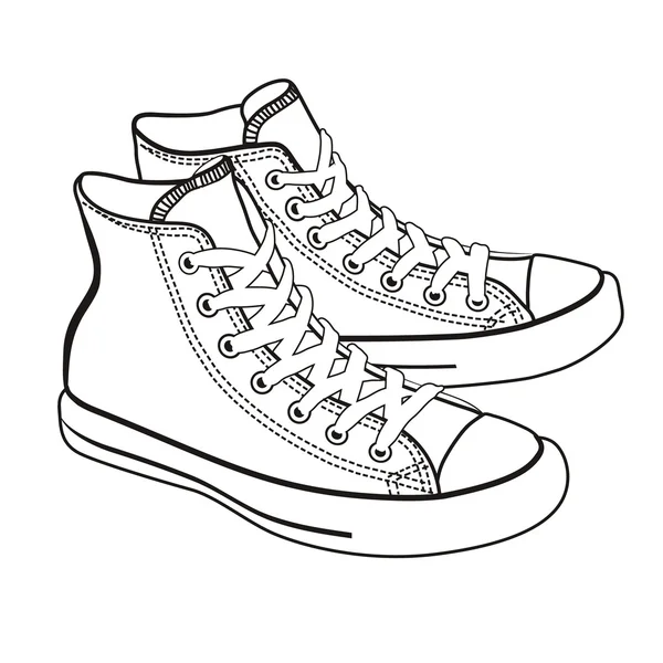 Vettore isolato cartone animato scarpe da ginnastica lineart — Vettoriale Stock