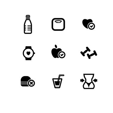 siyah vektör fitness simgeler kümesi