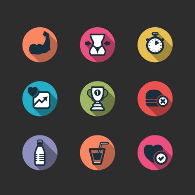 vektör fitness longshadow simgeler kümesi