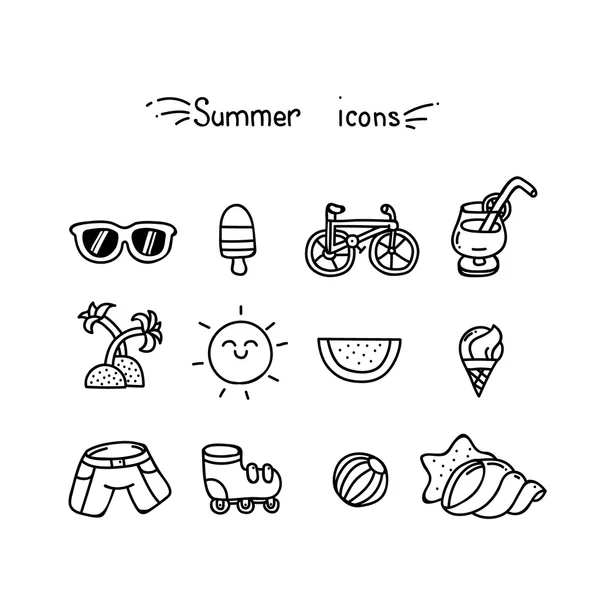 Conjunto de iconos de verano lindo — Vector de stock