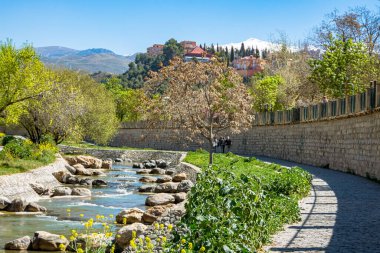 Genil nehri ve Ronda boyunca Paseo del Saln turu. Granada. İspanya