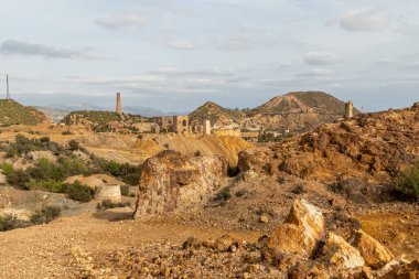Terk edilmiş Mezar Madenleri 'nin kalıntıları. Murcia bölgesi. İspanya