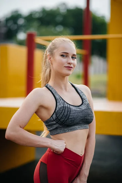Sexet Pige Går Ind Sport Det Fri Fitness Sund Livsstil - Stock-foto