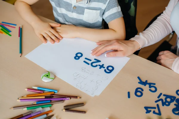 Großaufnahme Des Schreibtischs Auf Dem Ich Als Schüler Mit Seiner — Stockfoto