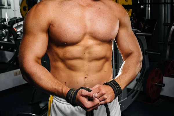 Young Athletic Guy Engaged Fitness Gym Fitness Bodybuilding — Stock Photo, Image