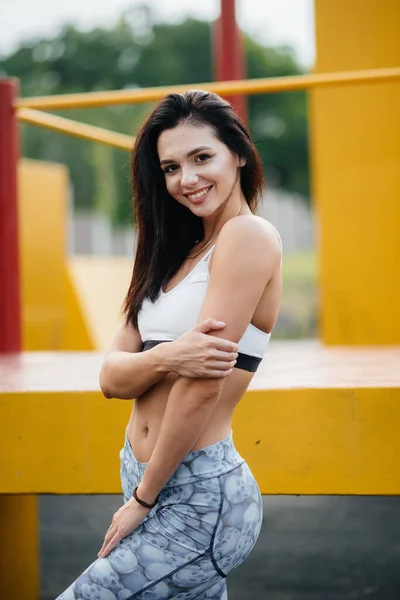 Sexy Mädchen Treibt Sport Der Frischen Luft Fitness Gesunder Lebensstil — Stockfoto