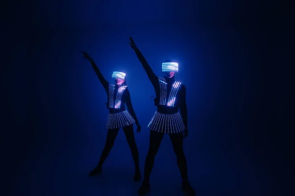 Due Ballerini Disco Sexy Muovono Costumi Feste Danze — Foto Stock