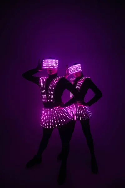 Dos Bailarines Sexy Disco Mueven Trajes Fiestas Bailes — Foto de Stock