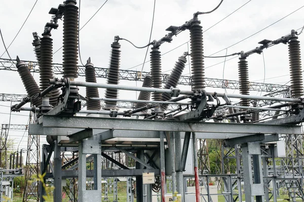 Équipement Moderne Technologique Une Sous Station Électrique Gros Plan Énergie — Photo