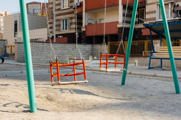 Parque Infantil Vazio Tempo Ensolarado Durante Pandemia Fique Casa — Fotografia de Stock