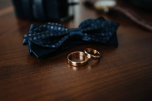 Snygga Herraccessoarer Närbild Förberedelserna Inför Bröllopet — Stockfoto