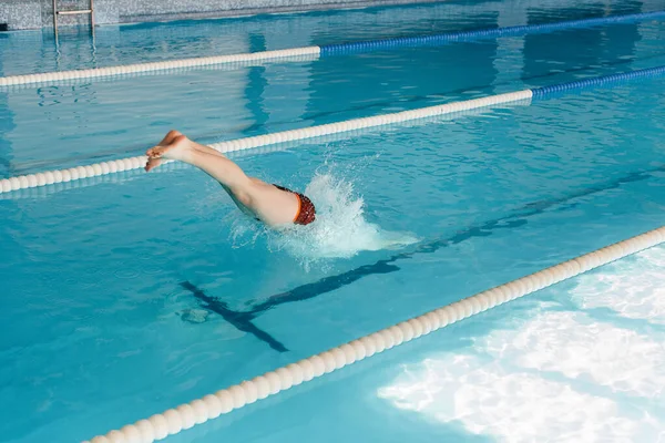 Giovane Atleta Allena Prepara Gare Nuoto Piscina Stile Vita Sano — Foto Stock