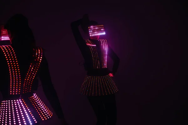 Dva Sexy Diskotéky Pohybují Kostýmech Party Tance — Stock fotografie