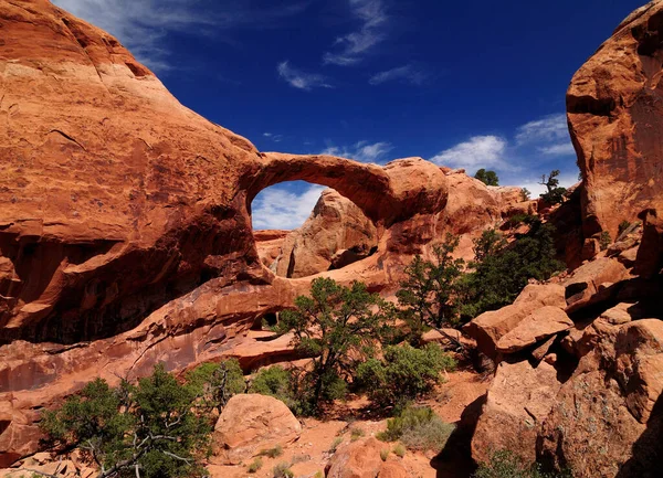 Vista Para Famoso Double Arch Arches National Park Utah Dia — Fotografia de Stock