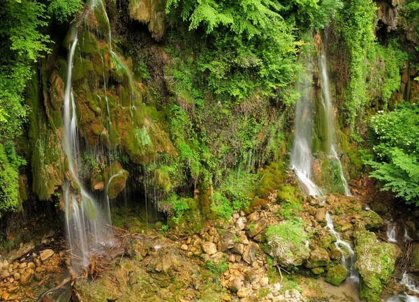 Hosszú Expozíció Vízesés Cascades Saut Loup Szurdokban Loup Canyon Provence — Stock Fotó