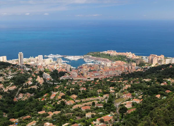 Vista Aérea Para Mônaco Mar Mediterrâneo França Uma Bela Primavera — Fotografia de Stock