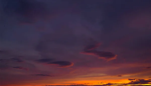 Panorama Evening Sky Blue White Orange Clouds — Stock Photo, Image