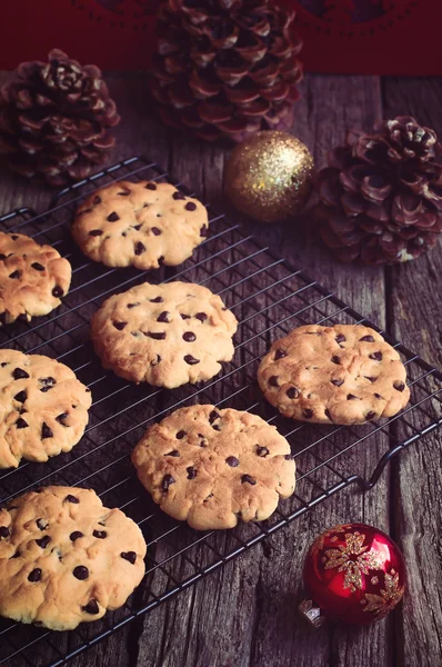 Chocolate Chip Christmas Cookies. Christmas Sweets. — Stock Photo, Image