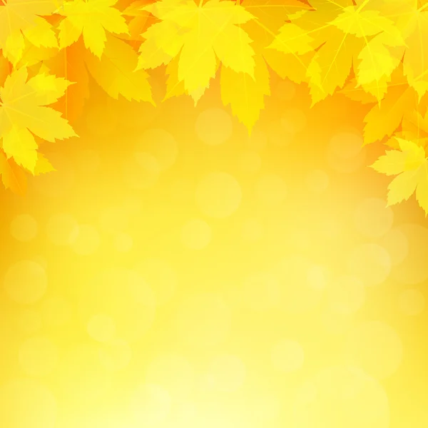 Musim gugur, latar belakang musim gugur dengan daun maple emas terang - Stok Vektor