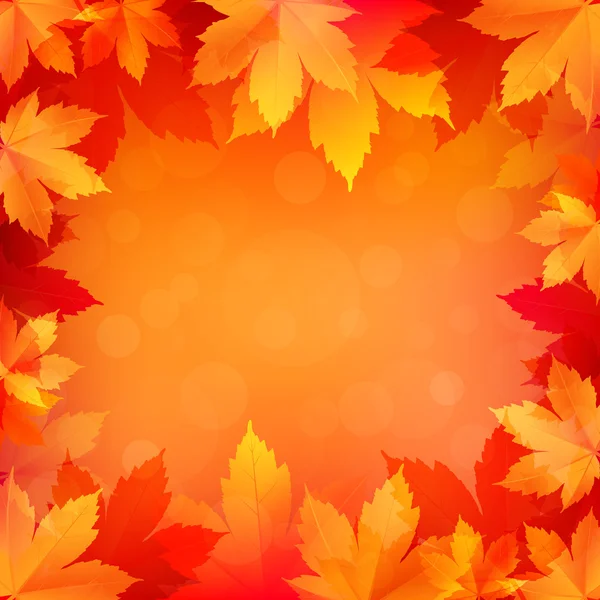 Autumn, fall background with bright golden maple leaves — Stock Vector