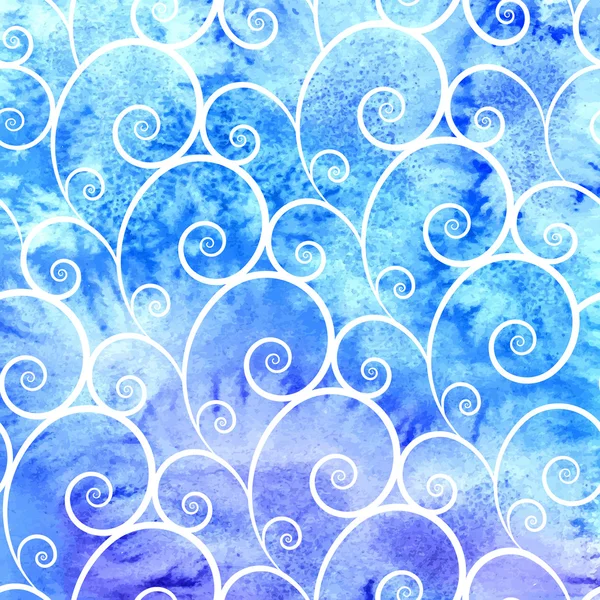 Abstract watercolor blue wave pattern — Stock Vector
