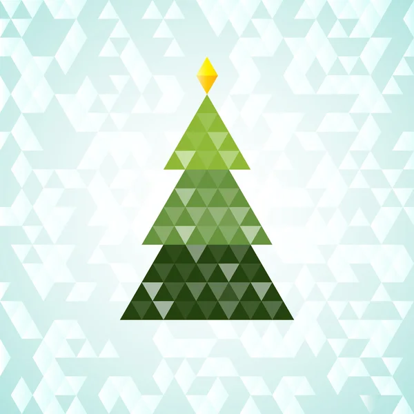 Hyvää joulua vihreä puu, kolmiomainen kuvio — vektorikuva