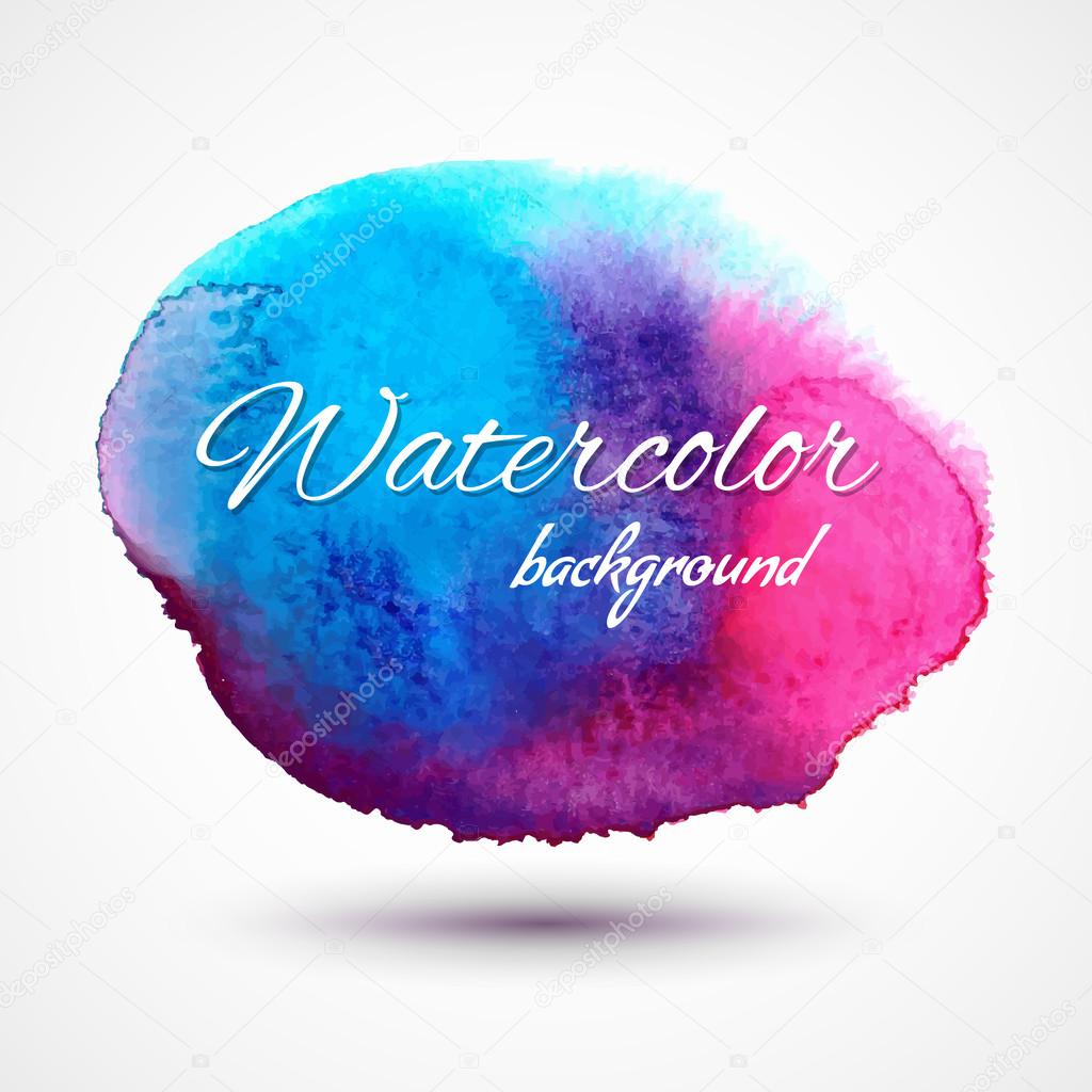 Vector abstract watercolor background for textures and backgrounds. Hand drawn watercolor backdrop, stain watercolors blue and pink on wet paper.