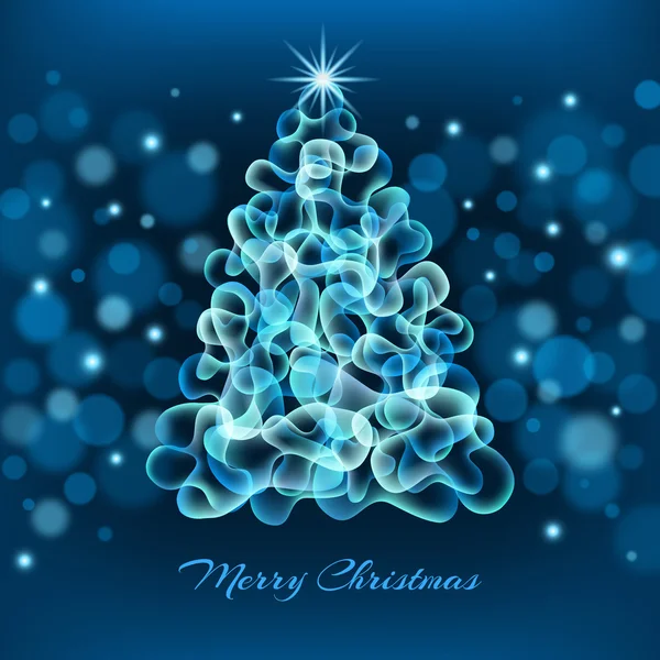 Magico albero di Natale su sfondo blu — Vettoriale Stock