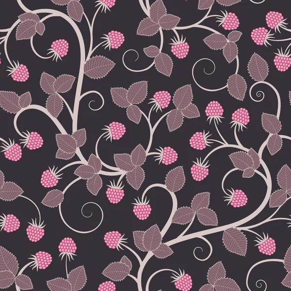 Fond floral sans couture avec framboise — Image vectorielle