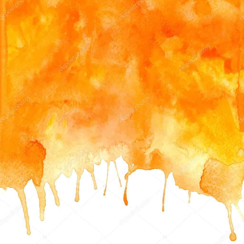Vector orange abstract hand drawn watercolor background
