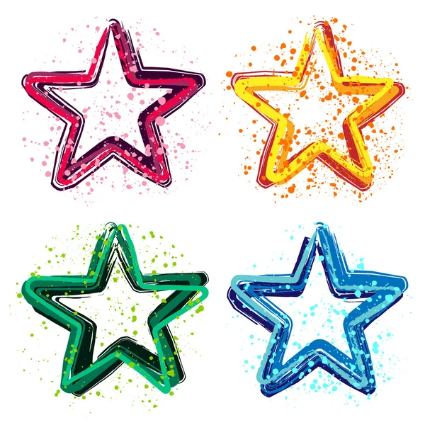 Conjunto de ilustración vectorial de estrellas de colores grunge. Elementos para su diseño — Vector de stock