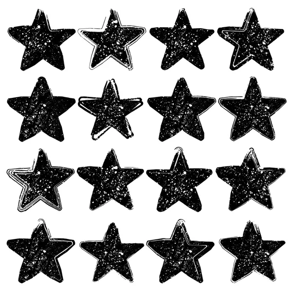 Colección de estrellas grunge vectoriales. Elementos de diseño. Estrella vintage. Estrella retro . — Vector de stock