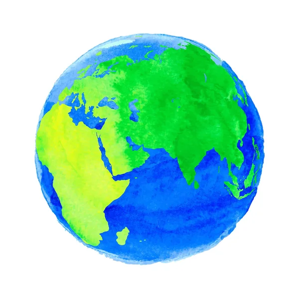 Ilustración vectorial de la Tierra con textura acuarela sobre fondo blanco — Archivo Imágenes Vectoriales