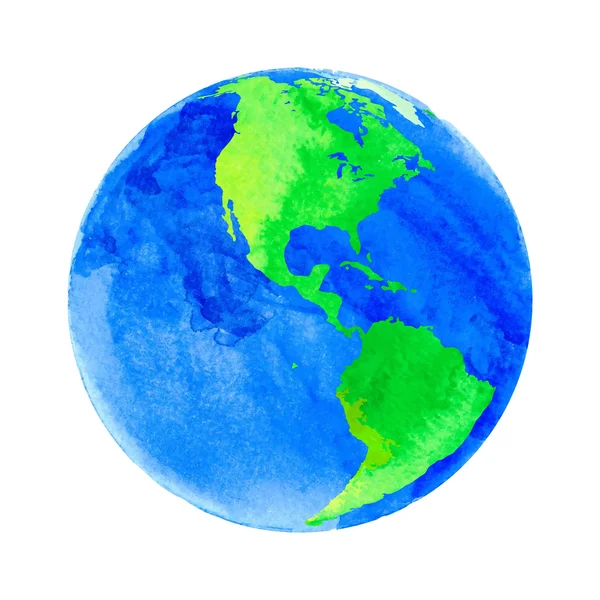 Ilustración vectorial de la Tierra con textura acuarela sobre fondo blanco — Vector de stock