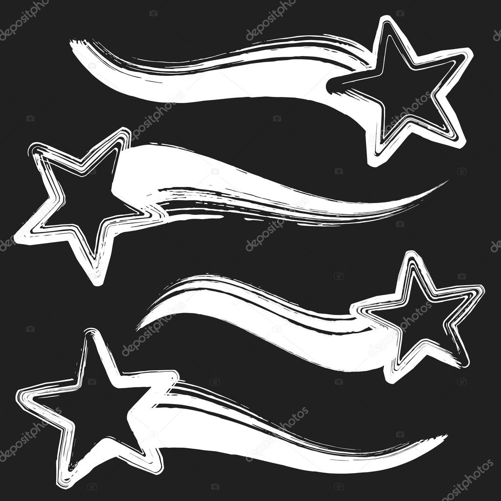 Vector grunge set of shooting stars. Elements for your design.