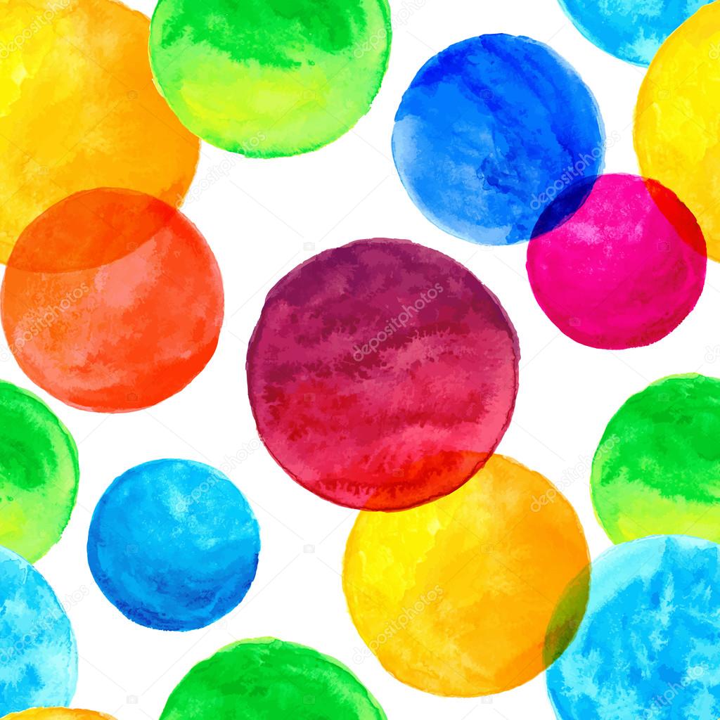 Vector seamless pattern with colorful watercolor painted circles