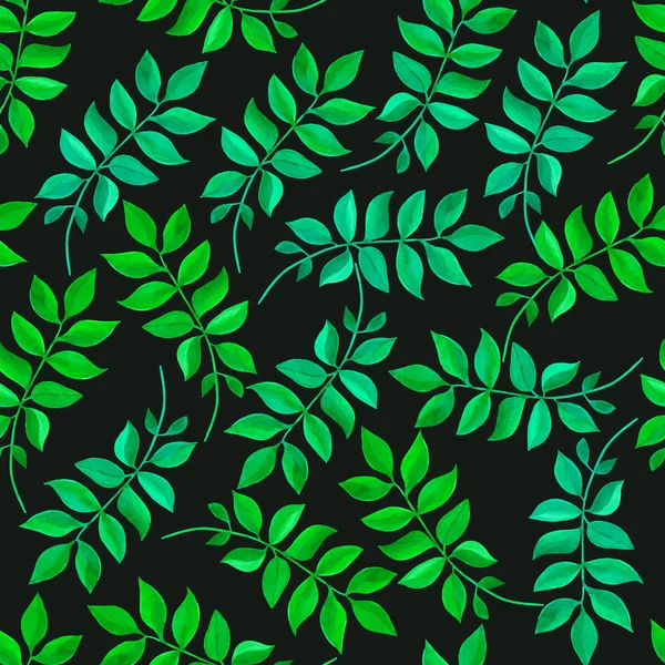 緑の葉と枝のシームレス花柄水彩図面をベクトル化. — ストックベクタ