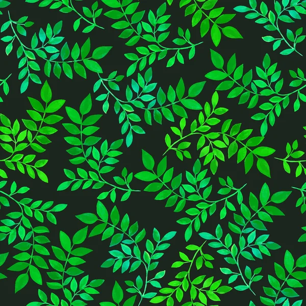 Patrón sin costura floral con hojas y ramas verdes. Dibujo de acuarela vectorizado . — Archivo Imágenes Vectoriales