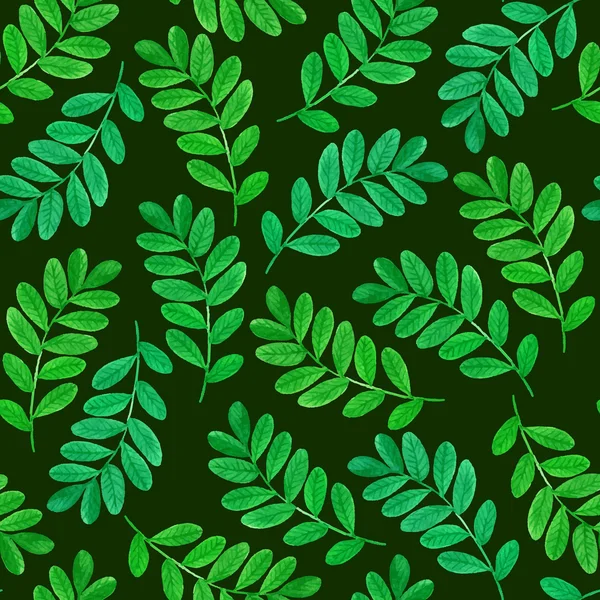 Λουλουδάτο μοτίβο άνευ ραφής με πράσινα φύλλα και κλαδιά. Διανυσματικό σχέδιο ακουαρέλα. — Διανυσματικό Αρχείο