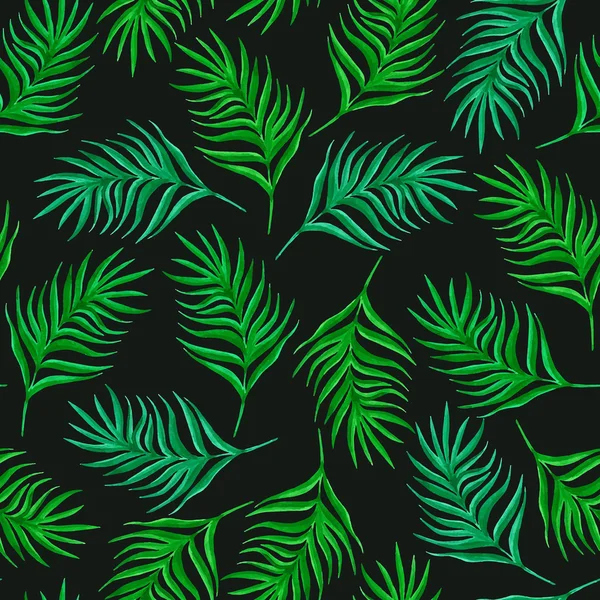 Yeşil yaprakları ve dalları ile çiçek seamless modeli. Vectorized suluboya çizimi.