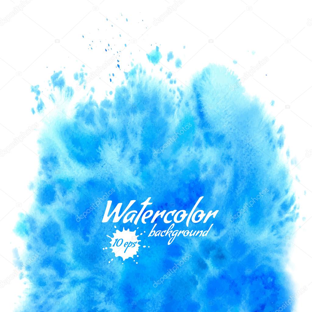Abstract blue vector watercolor background.