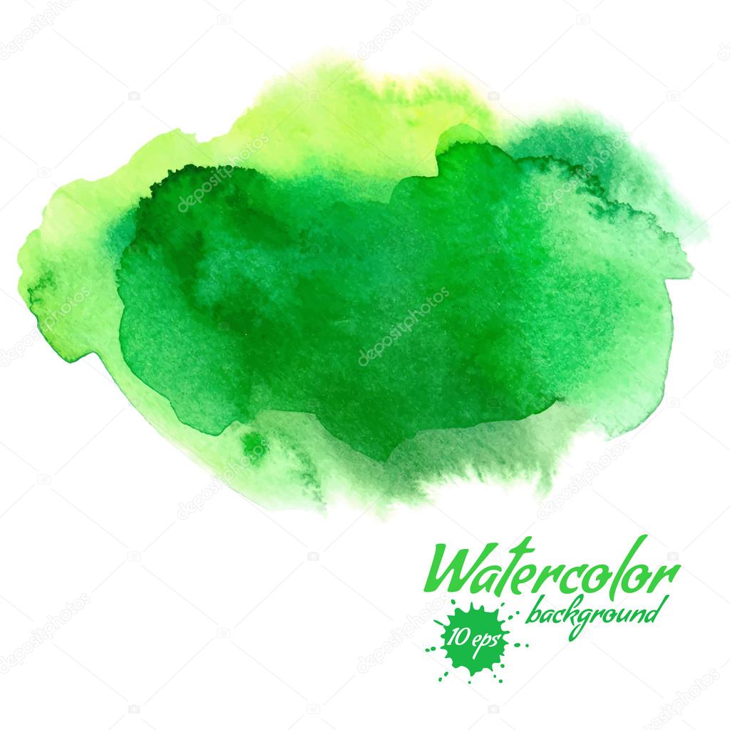 Vector green abstract hand drawn watercolor background for your design